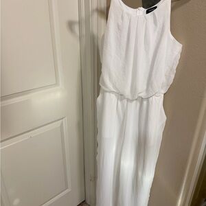 Tacera Boutique White Sleeveless Blouson zip up elastic waist Pant Romper